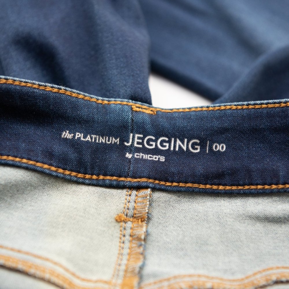 Chico's Platinum Jeggings Spandex Denim Stretch Pull On Blue Size 00 P (XS) New - Picture 5 of 8